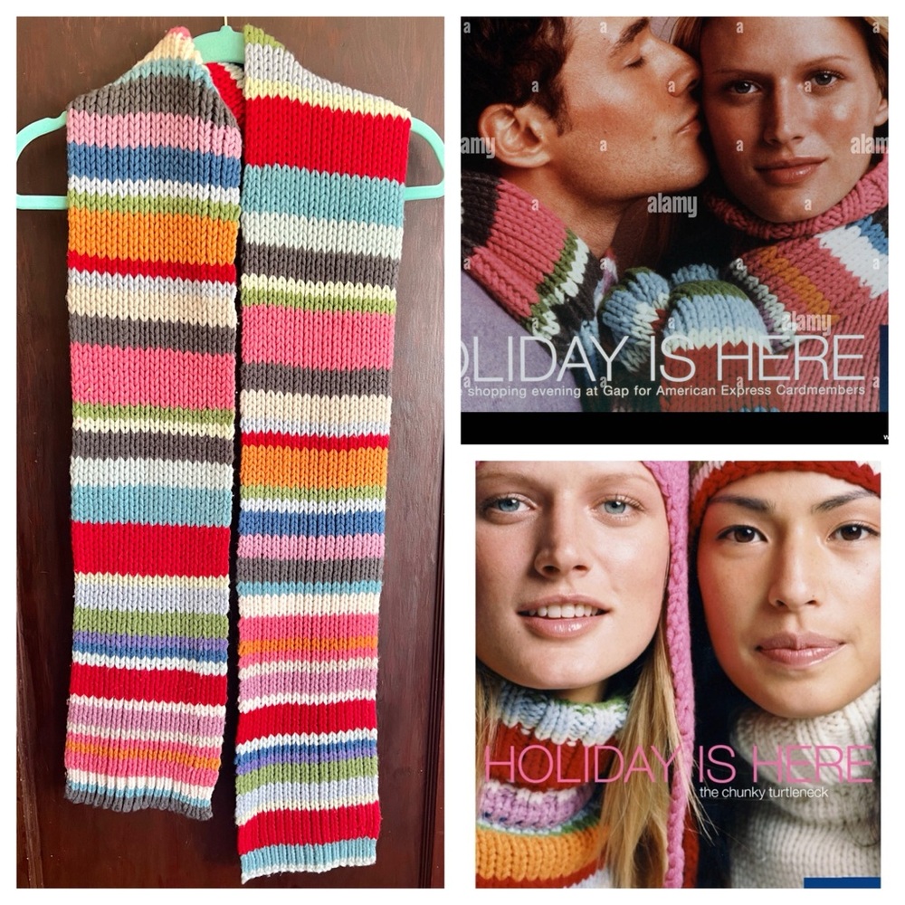 Vintage Gap Striped Scarf Holiday 2000 Wool Blend